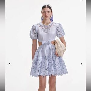 Self-Portrait Light Blue Mini Dress
